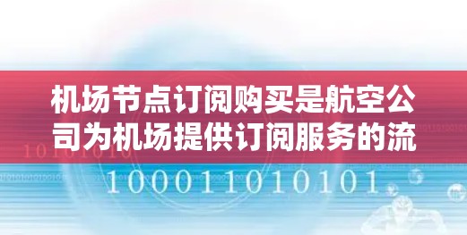 机场节点订阅购买是航空公司为机场提供订阅服务的流程，涵盖了多种类型和内容，如航班、酒店、行李等。以下是对这一服务的详细总结