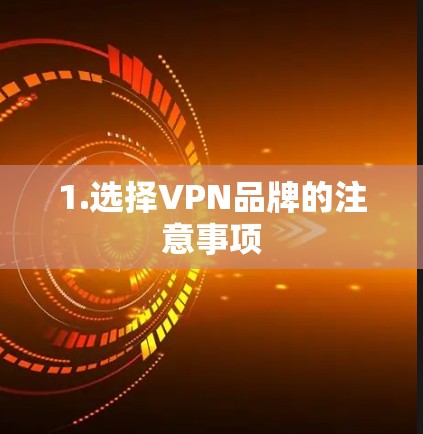 1.选择VPN品牌的注意事项